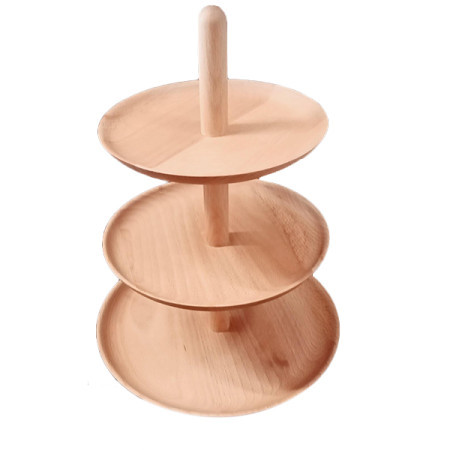 Wood holz stalak za kolače H=380 mm, tanjiri fi 250,210,180mm ( 2091 ) bukva - Img 1