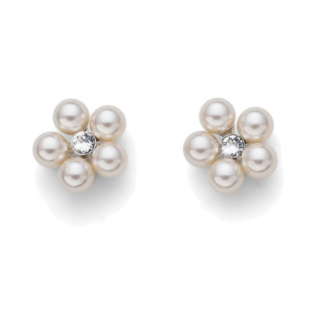 Ženske oliver weber flower pearl crystal mindjuše sa swarovski belim kristalom ( 22774 ) - Img 1