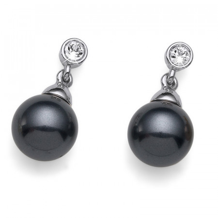Ženske oliver weber lucent dark grey crystal mindjuše sa crnim swarowski perlama ( 22559.dar ) - Img 1