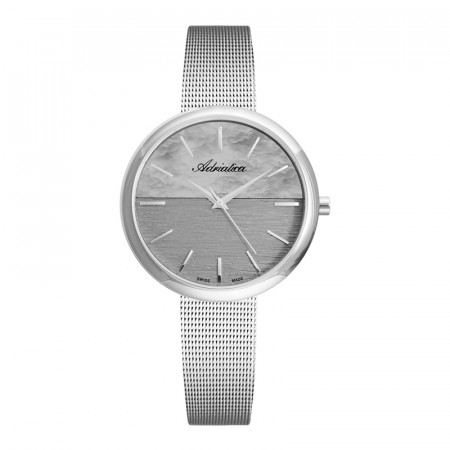 Ženski adriatica essence srebrni sivi elegantni ručni sat sa srebrnim pancir kaišem ( a3525.5117q )