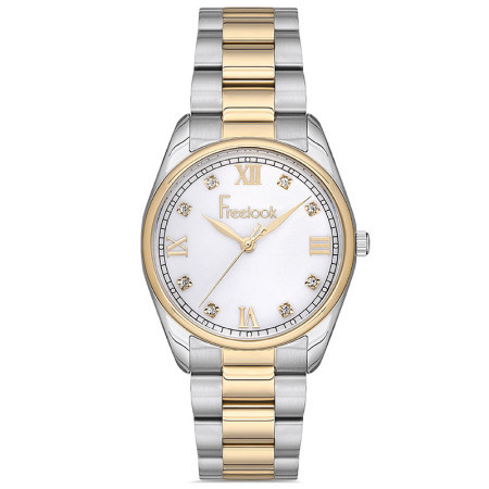 Ženski freelook lumiere beli zlatni elegantni ručni sat sa bikolor metalnim kaišem ( fl.1.10222.2 )