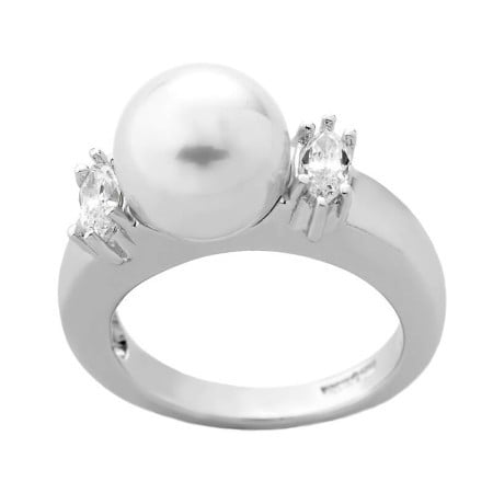 Ženski majorica lilit beli biserni srebrni prsten 10 mm 55 mm ( 09098.01.2.915 700.1 )