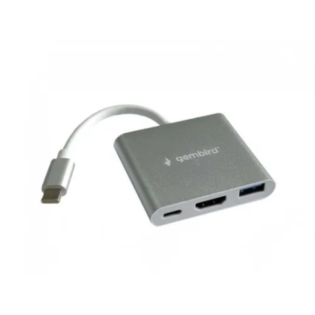 A-CM-HDMIF-05 ** Gembird TYPE-C TO HDMI + USB3.0 + PD ALUMINIUM (alt.A-CM-HDMIF-02-SG 735) - Img 1