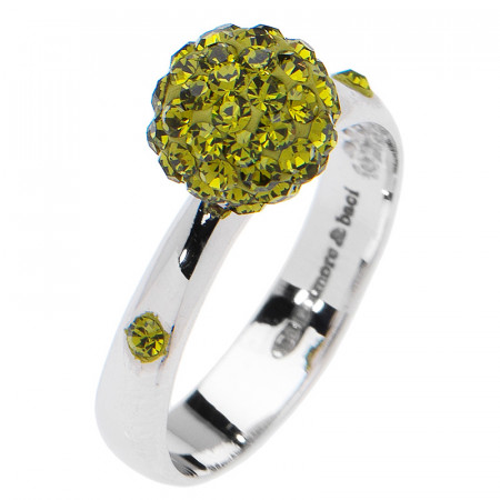 Amore baci kuglica srebrni prsten sa zelenim swarovski kristalom 54 mm ( rb008.14 )