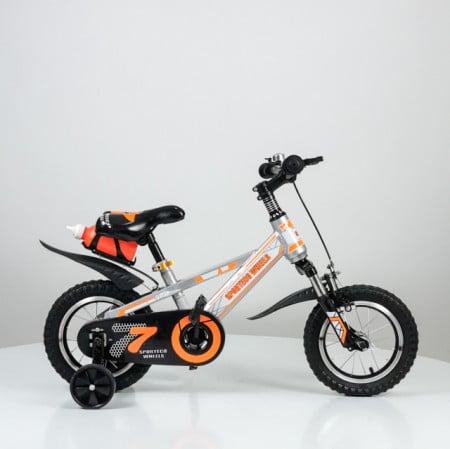 Bicikl 12" Aiar model 714-12 sa prednjim amortizerom - Srebrno/oranž