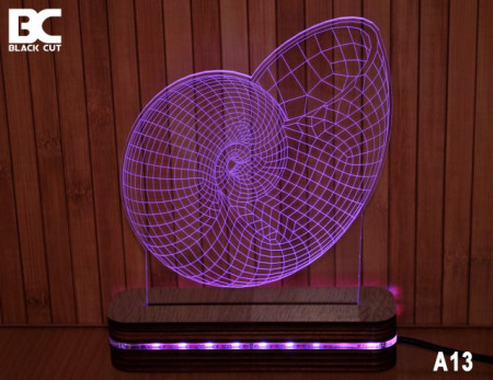 Black Cut 3D Lampa sa 9 različitih boja i daljinskim upravljačem - Puž ( A13 )