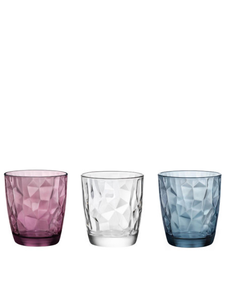 Bormioli čaša diamond acqua u tri boje, displej ( 350232 )