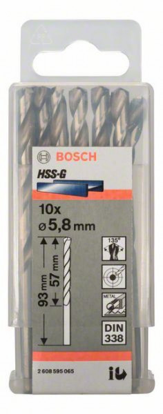 Bosch burgija za metal HSS-G, DIN 338 5,8 x 57 x 83 mm, 1 komad ( 2608595065. )