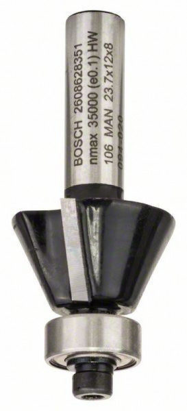 Bosch glodalo za skošavanje ivica / glodalo za glodanje uz površinu 8 mm, D1 23,7 mm, B 5,5 mm, L 12 mm, G 54 mm, 25° ( 2608628351 )