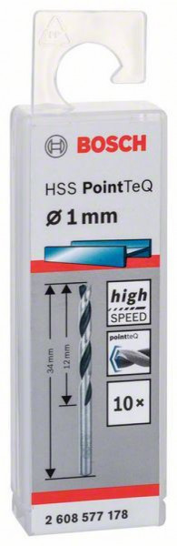 Bosch HSS spiralna burgija PointTeQ 1,0 mm ( 2608577178 )