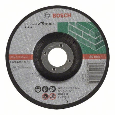 Bosch rezna ploča ispupčena standard for stone C 30 S BF, 125 mm, 22,23 mm, 2,5 mm ( 2608603174 ) - Img 1