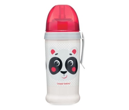 Canpol babies solja sa slamcicom 9m+ hello little - 400ml panda beige ( 56/510_bei )