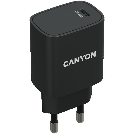 Canyon PD 20W Input: 100V-240V, Output: 1 port charge: USB-C:PD 20W (5V3A9V2.22A12V1.67A) , Eu plug, Over- Voltage , over-heated, over-cur - Img 1