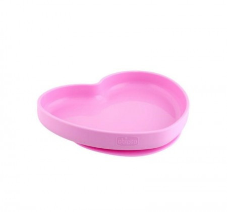 Chicco silikonski tanjir, srce, 9m+, roze ( A049968 ) - Img 1