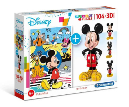 Clementoni puzzle mickey 104 + 3d model ( CL20157 ) - Img 1