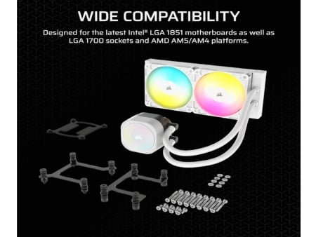 Corsair nautilus 240 rs/argb/240mm/dual fan/vodeno hladenje/bela Kuler za CPU ( CW-9060094-WW )