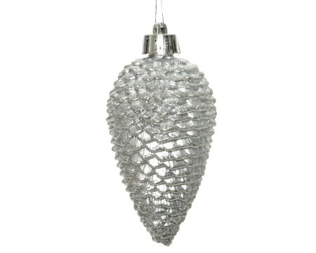 Dekordom novogodišnja dekoracija - hanging pinecone set 6pcs 8cm 028571 - silver - kmg ( 043317 )