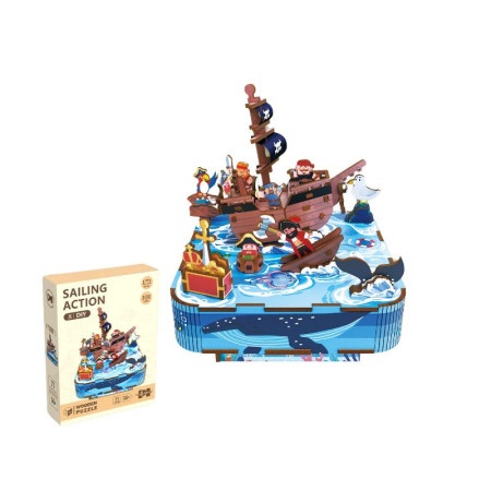 Drvene muzicke puzzle 3d sailing action 68054 ( 91/71767 )
