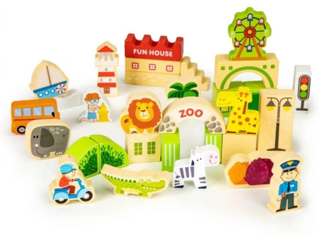Eco Toys Drvene edukativne kocke city zoo 120 komada ( HM015501 )