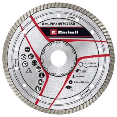 Einhell dijamantna rezna ploča 180x25,4 turbo (brzina 80 m/s), Pribor za rezače granita i pločica ( 49797650 )