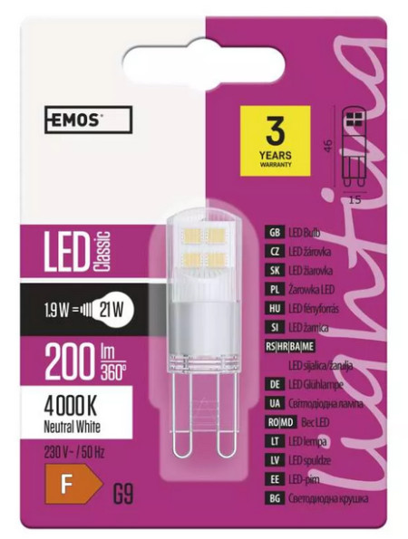 Emos LED sijalica classic jc 1,9w g9 nw zq9525 ( 2915 )