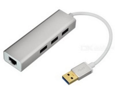 FastAsia USB 3.0 - HUB 3port + RJ45 (ž) siva
