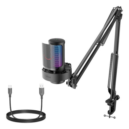 Fifine A8T Gaming Microphone With RGB And Adjustable Arm Stand - Black ( 066951 )