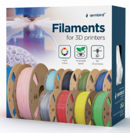 Gembird 3DP-PLA-01-MTBK mat PLA filament za 3D stampac 1.75mm, kotur 1KG, black - Img 1