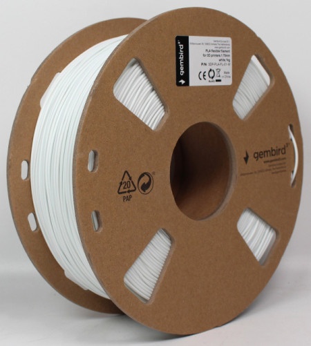 Gembird 3dp-pla-fl-01-w pla flexibilni filament za 3d stampac 1.75mm, kotur 1kg white (1910)