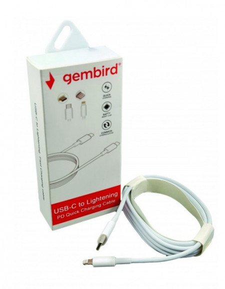 Gembird CCP-AMCM-LIGHT-1.8M USB 2.0 Type-C to iPhone Lightening 8-pin cable, QC3.0, 1.8m WHITE 271