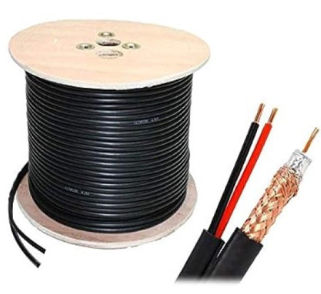 Gembird KABL-COAX-RG59+2X0.75 CCA/PVC/300M koaksialni kabl sa napojnim kablom 2x0,75mm black 300m