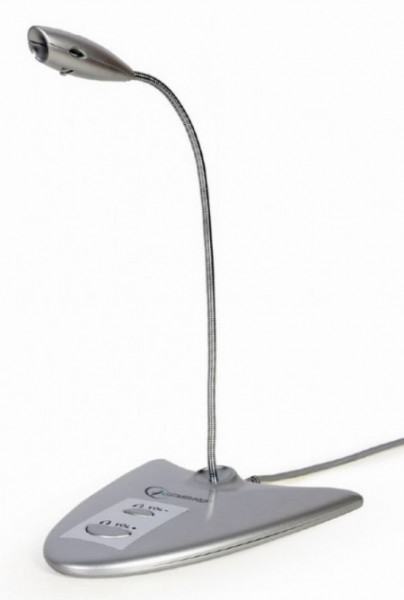 Gembird MIC-DU-01 desktop mikrofon sa integrisanom zvucnom karticom, savitljivo telo, silver, 3.5mm