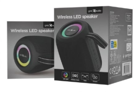 Gembird SPK-BT-LED-05-BK Portable Bluetooth RGB LED TWS speaker, 8W, BT, FM, USB, Handsfree, Black