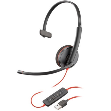 HP poly blackwire 3210 monaural USB-A headset, black ( 80S01AA )