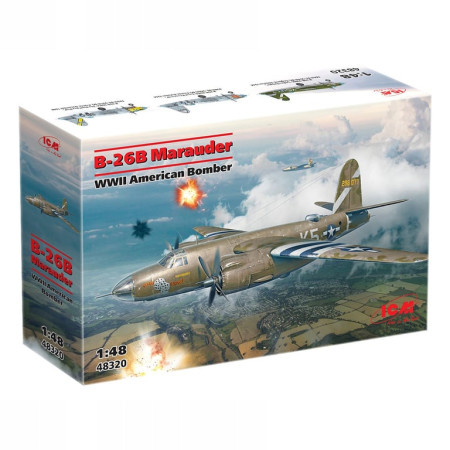 ICM Model Kit Aircraft - B-26B Marauder WWII American Bomber (100% New Molds) 1:48 ( 060946 )  - Img 1