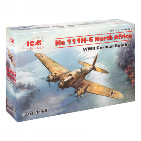 ICM Model Kit Aircraft - He 111H-6 North Africa WWII German Bomber 1:48 ( 060934 )  - Img 1