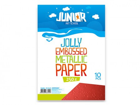 Jolly papir metalik reljefni, crvena, A4, 250g, 10K ( 136205 )