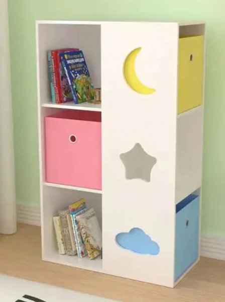 Kinder home polica za dečije igračke i knjige, organizator sa kutijama za dečiju sobu, bela, plava, roze, žuta ( JVTR-3246 )