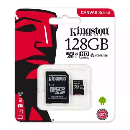 Kingston + adapter class 10 sdcs2/128gb micro sd card 128gb