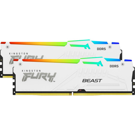 Kingston DDR5 32GB (2x16GB) 6000MHz CL36 [fury beast] white RGB EXPO memorija ( KF560C36BWEAK2-32 )