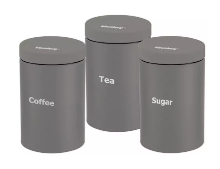 Klausberg kb7544 metalne kutije 3 kafa šećer čaj 11,5x16,5 cm siva