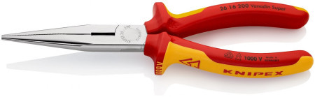 Knipex špicasta klešta sa sa bočnim sečenjem izolovana, VDE, hromirane 200 mm ( 26 16 200 )