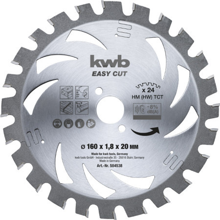 KWB easycut rezni disk za cirkular 160x20, 24Z, HM, za drvo/metal(nonFe)/plastiku, energy saving ( KWB 49584538 )