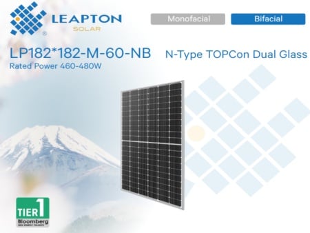 Leapton 480w,bf,n tip,1200mm, silver frame pv modul ( LP182182M60NB-SF )