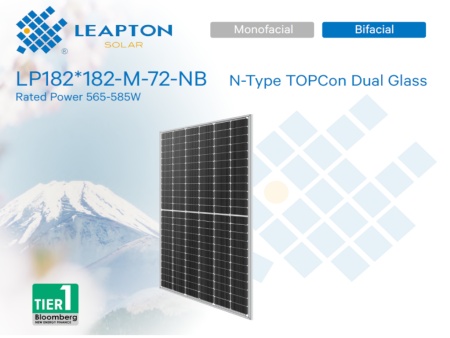 Leapton pv modul ,580w,bf,n tip,1400mm, silver frame ( lp182182m72nb_sf_l )