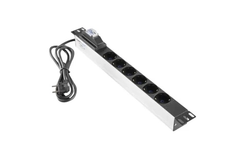 Mirsan MR.PRZ6S.SC 220V razvodni PDU panel 19/1U sa 6 utičnih mesta,kabl 2.5m