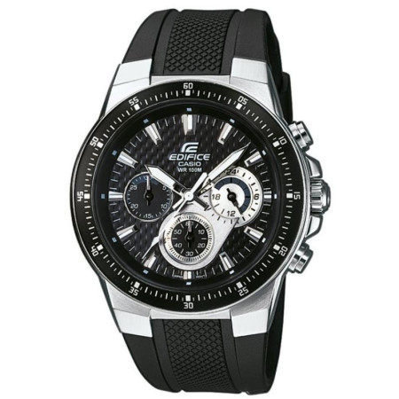 Muški casio edifice crni srebrni sportski ručni sat sa crnim silikonskim kaišem ( ef-552-1avef )