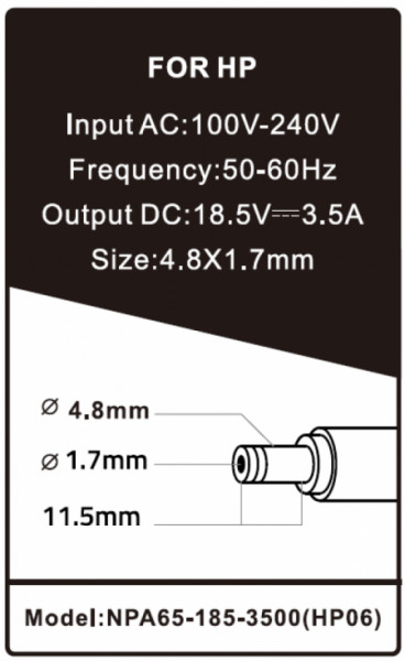 NPA65-185-3500 (HP06) ** Gembird punjac za laptop 65W-18.5V-3.5A, 4.8x1.7mm yellow (692)