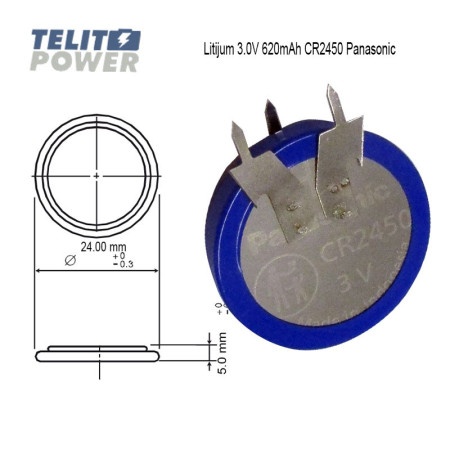 Panasonic Litijum 3V CR2450 sa 3 pina za vertikalnu montažu ( P-4256 )