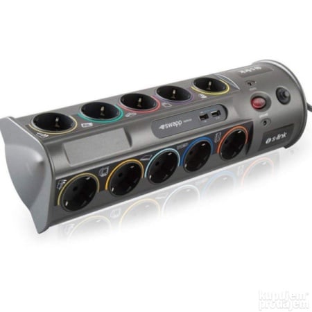 S-Link SP10AF 10xšuko/2xUSB Kabl surge